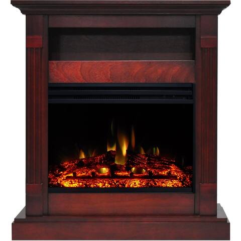 Hanover Drexel 34-In. Electric Fireplace Heater with Cherry Mantel, Deep Log Display & Remote Control - 34 Inch