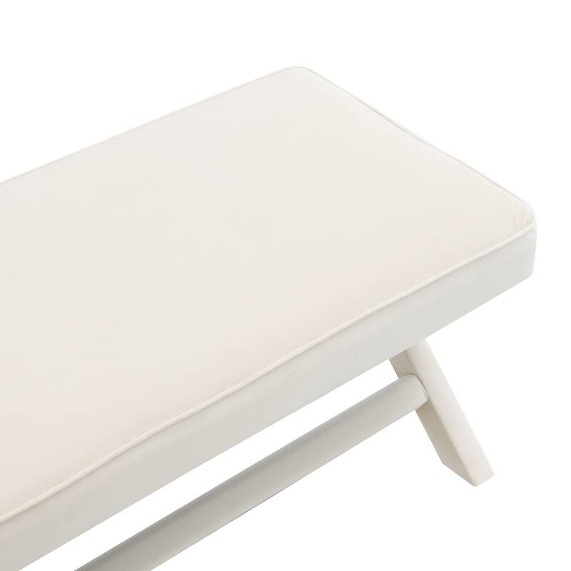 Comfort Double Bench Upholstered in Velvet Fabric,Stool with Stylish X-Crossed Legs,Comfort Cushion with Piping