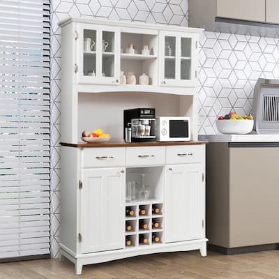Wood Buffet Hutch Cabinet Kitchen Hutch Sideboard Buffet Cabinet