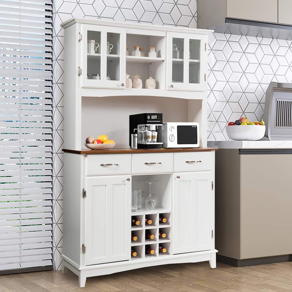 Wood Buffet Hutch Cabinet Kitchen Hutch Sideboard Buffet Cabinet