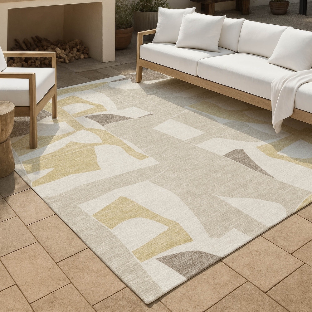 Machine Washable Indoor/ Outdoor Modern Crestone Chantille Rug
