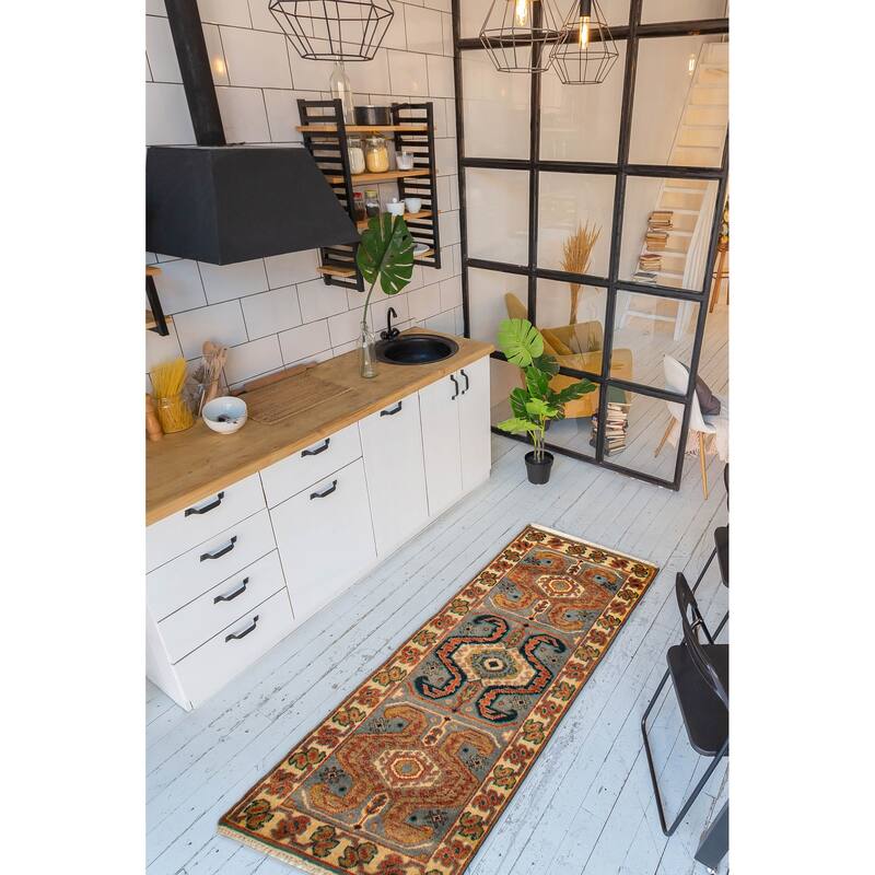 ECARPETGALLERY Hand-knotted Jules Serapi Grey Wool Rug - 2'5 x 6'1