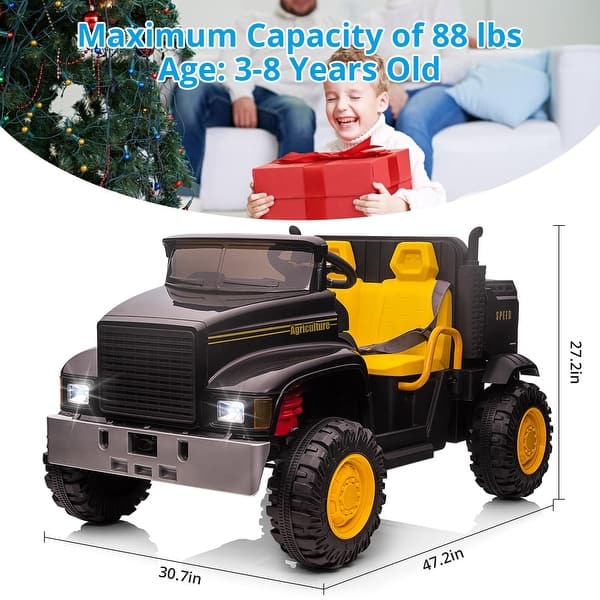 dimension image slide 1 of 2, Ride On Car for Kids Baby Car with Remote Control Electric UTV Vehicles with Dump Bed
