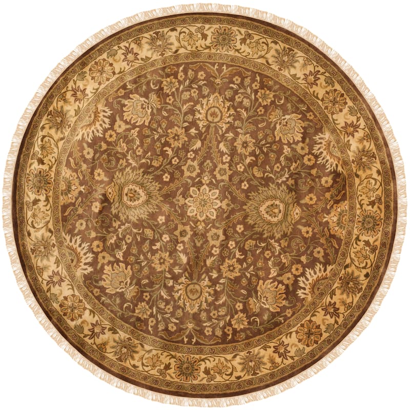 SAFAVIEH Handmade Classic Renelde Traditional Oriental Wool Rug - 6' Round - Brown/Creme