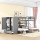 preview thumbnail 2 of 28, Minimalist Design Full-Over-Twin-Twin Bunk Bed with 3 drawers,Shelves, Wardrobe and Mirror,Store Books,Display Decorations