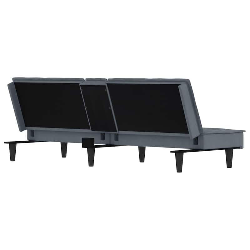 vidaXL Sofa Bed with Cup Holders Dark Gray Velvet - 78.7" x 35" x 27.6"