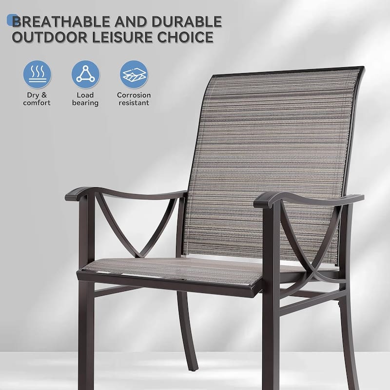 Kullavik Textilene Chairs and Round Gas Fire Pit Table, Outdoor Patio Furniture Set