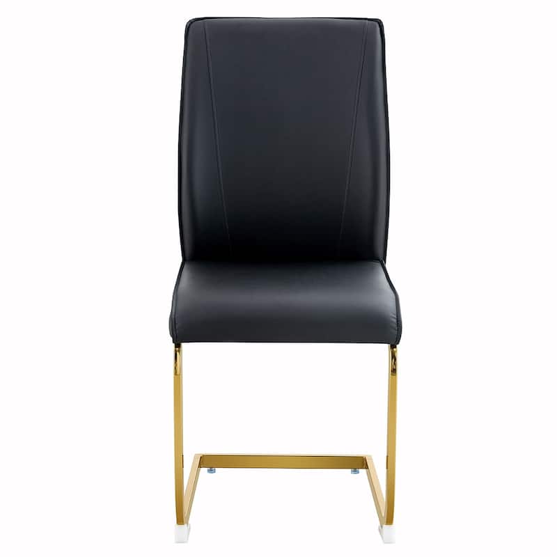 2PCS PU Meterial Dining Chairs With Metal Legs