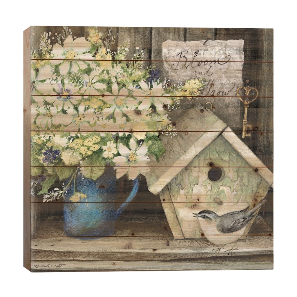 Birdhouse Box Print On Wood by Susan Winget - Multi-Color