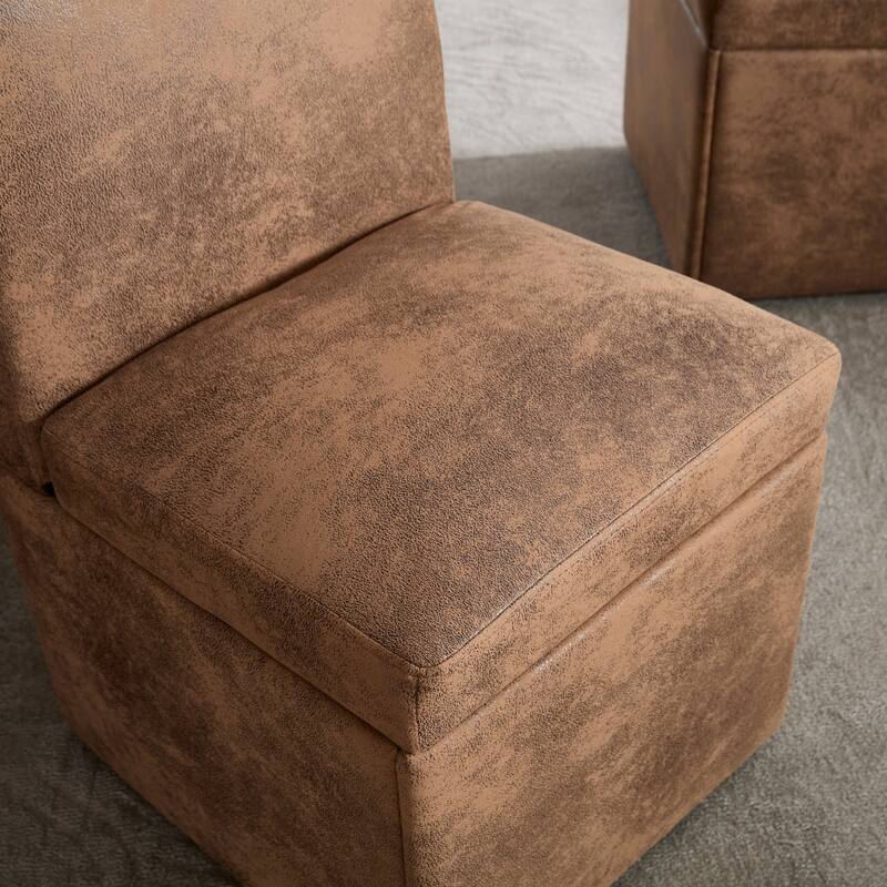 360 Degree Swivel Upholstered Dining Chairs Set of 2,Swivel Dining Chairs with Casters & Storage, Modern Rolling Chair