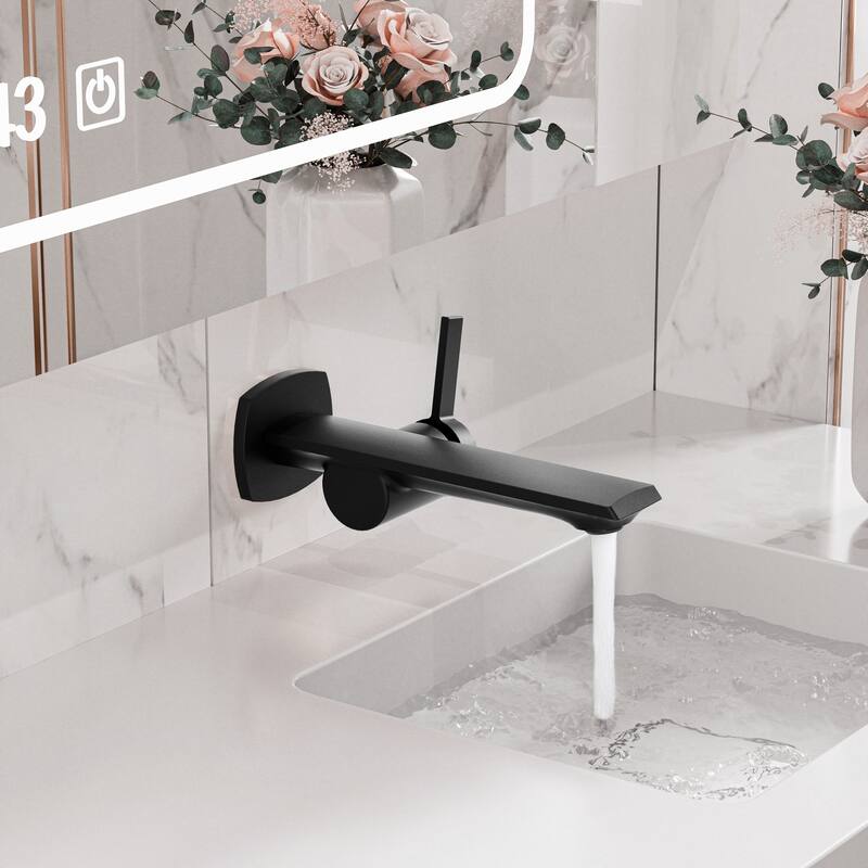 Modland Wall Mount Single Hole Bathroom Faucet with Valve Single Handle And Hot/Cold Indicator