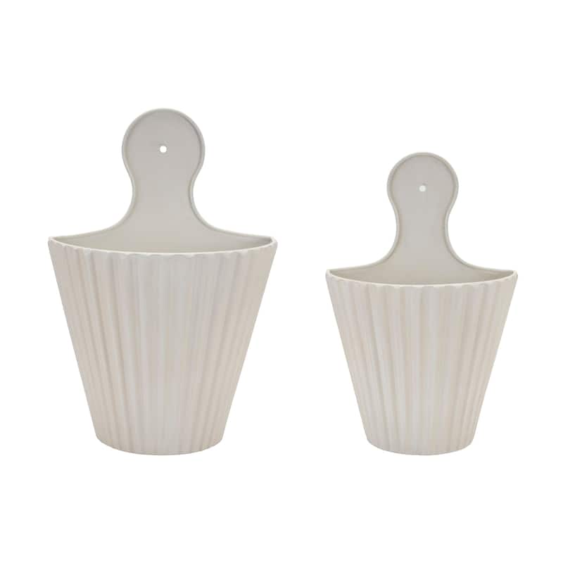 Ribbed Metal Hanging Wall Pockets - 16.5" - Set of 2