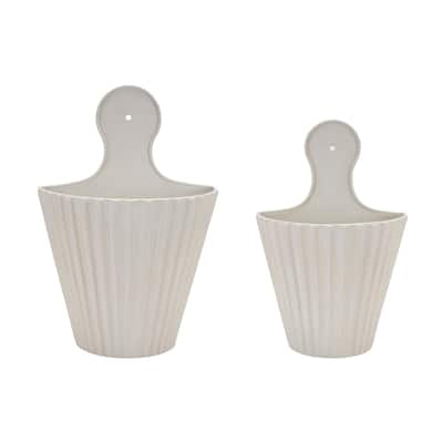Ribbed Metal Hanging Wall Pockets - 16.5" - Set of 2