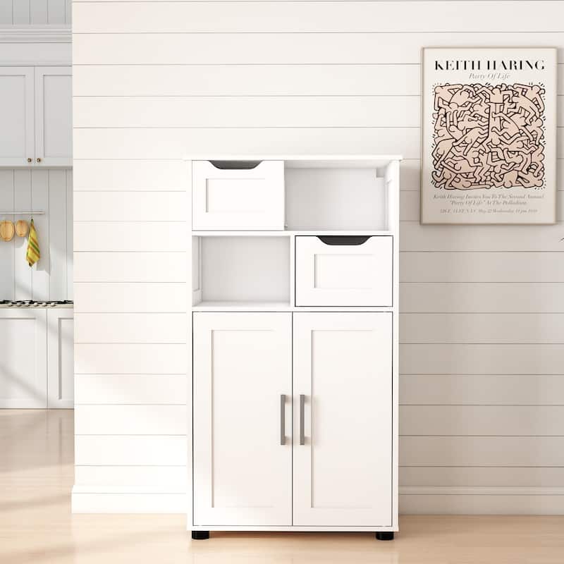 Farmhouse Storage Cabinet ,Versatile Double-Door Storage Cabinet with Adjustable Shelves