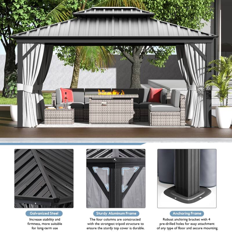 12ft X 16ft Outdoor Gazebos with Double Roof