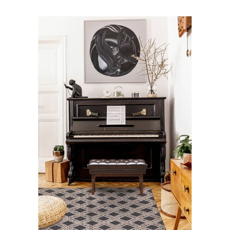 ECARPETGALLERY Hand Loomed Elysian Dark Grey Viscose, Wool Rug - 4'10 x 6'11