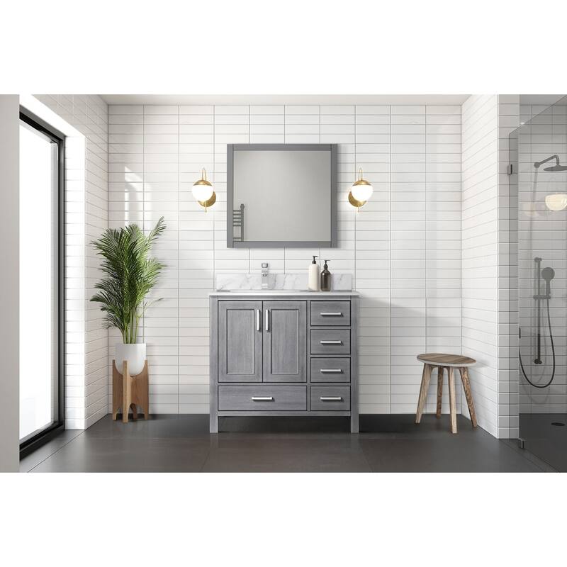 Lexora Jacques 36" Dark Grey Single Vanity - No Mirror, Left Version