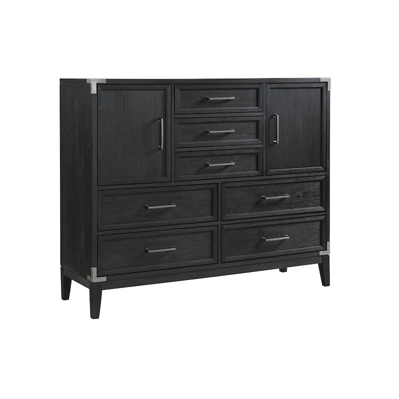 Laguna 60" Wide Bedroom Master Chest with 7 Drawers, Weathered Steel - Grey