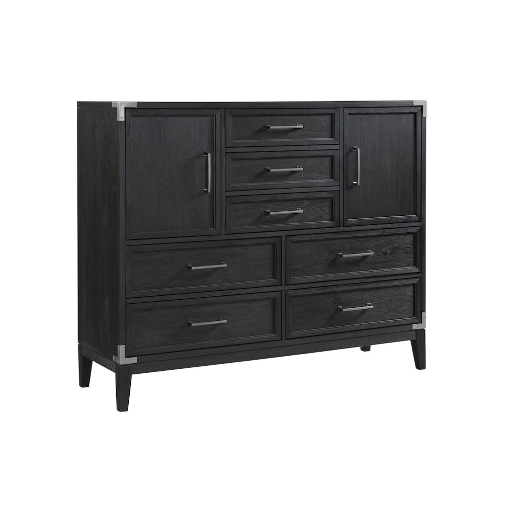 Laguna 60" Wide Bedroom Master Chest with 7 Drawers, Weathered Steel