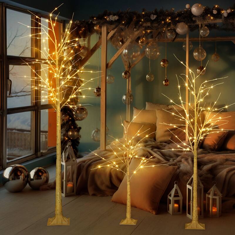 LED Lighted Birch Tree with Fairy Lights for Decoration Inside Outside