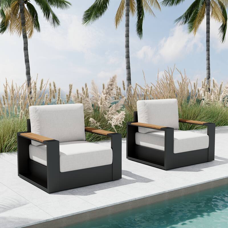 Modern Rust-Resistant Aluminum Outdoor Single Sofa Chair Set of 2