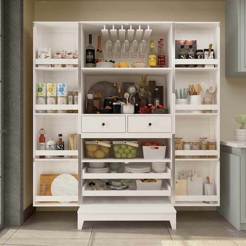 Kitchen Storage Solution Wine Drawers Wine Glass Cabinet Pantry White