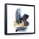 preview thumbnail 13 of 13, Designart "Landscape of Dark Blue Mountains & Gold Strokes II" Modern Framed Canvas Wall Art Print 16 In. Wide x 16 In. High - Black