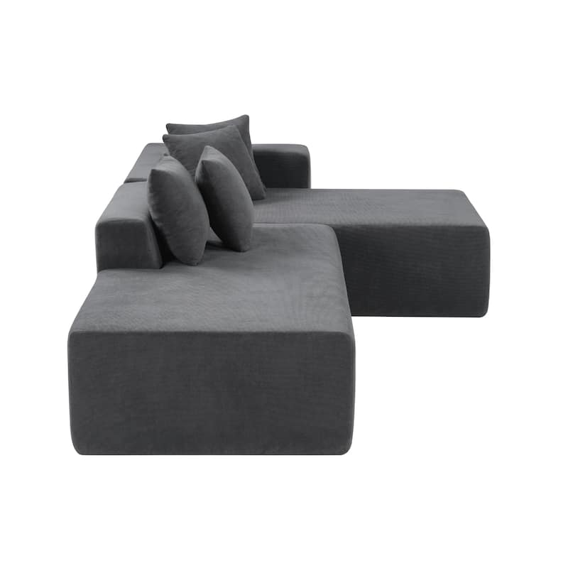GDFStudio - 101.5" Acacia Wood Modular L-Shaped Sofa