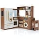 preview thumbnail 3 of 28, Costway Corner Play Kitchen with Lights & Sounds Wooden Toy Kitchen - See Details Brown