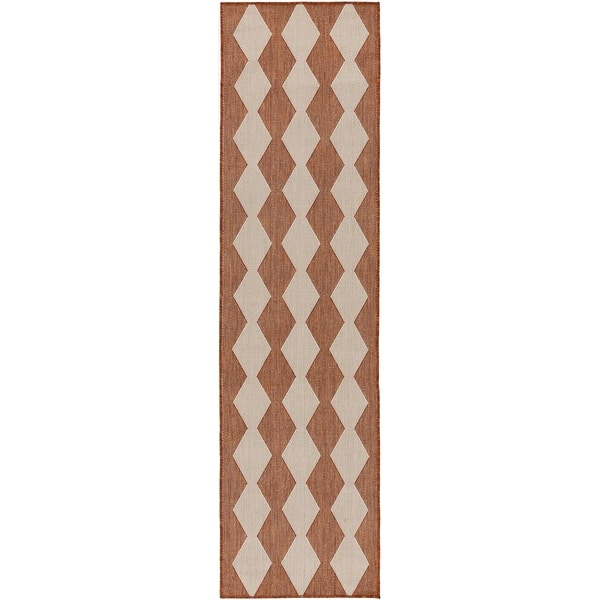 slide 2 of 12, Nourison Positano Indoor/Outdoor Geometric Area Rug 2'2"x10' - Terracotta