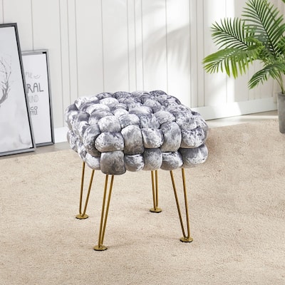 Home Soft Things Crushed Velvet Pouf Stool Ottoman