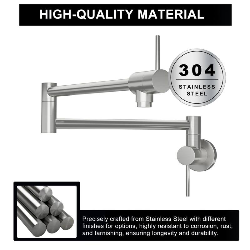 Topcraft Pot Filler Wall Mount Folding Kitchen Faucet