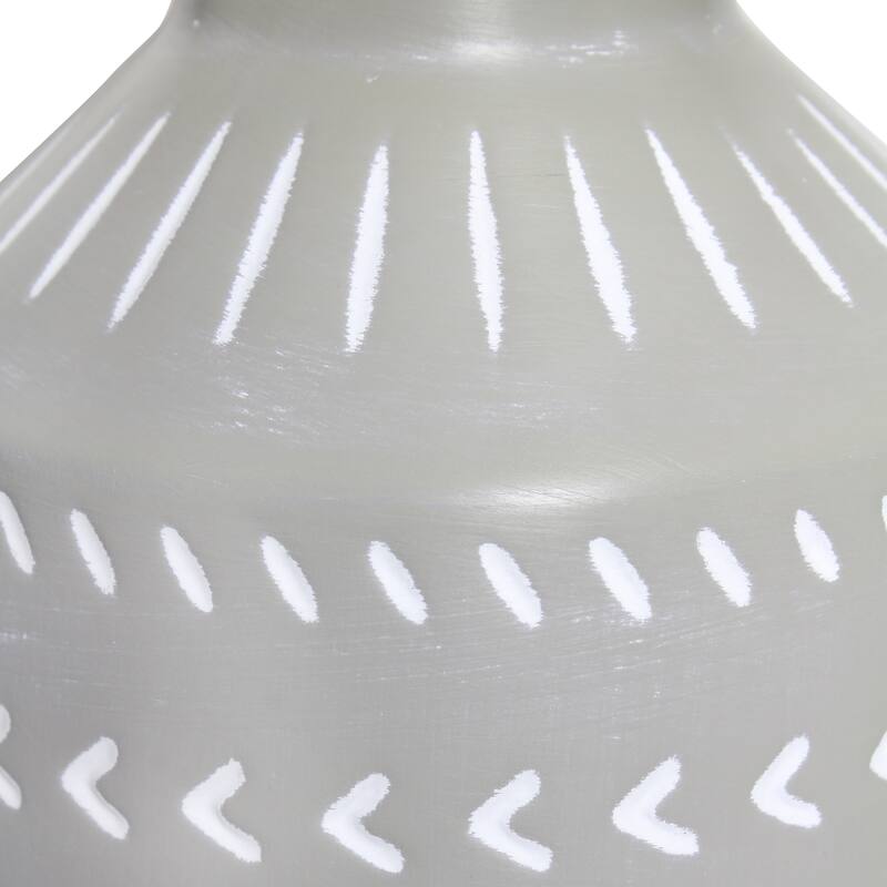 Patterned Ceramic Table Lamp with Fabric Drum Shade Modern Boho Style Multiple Colors - 8.27” x 8.27” x 17.00”