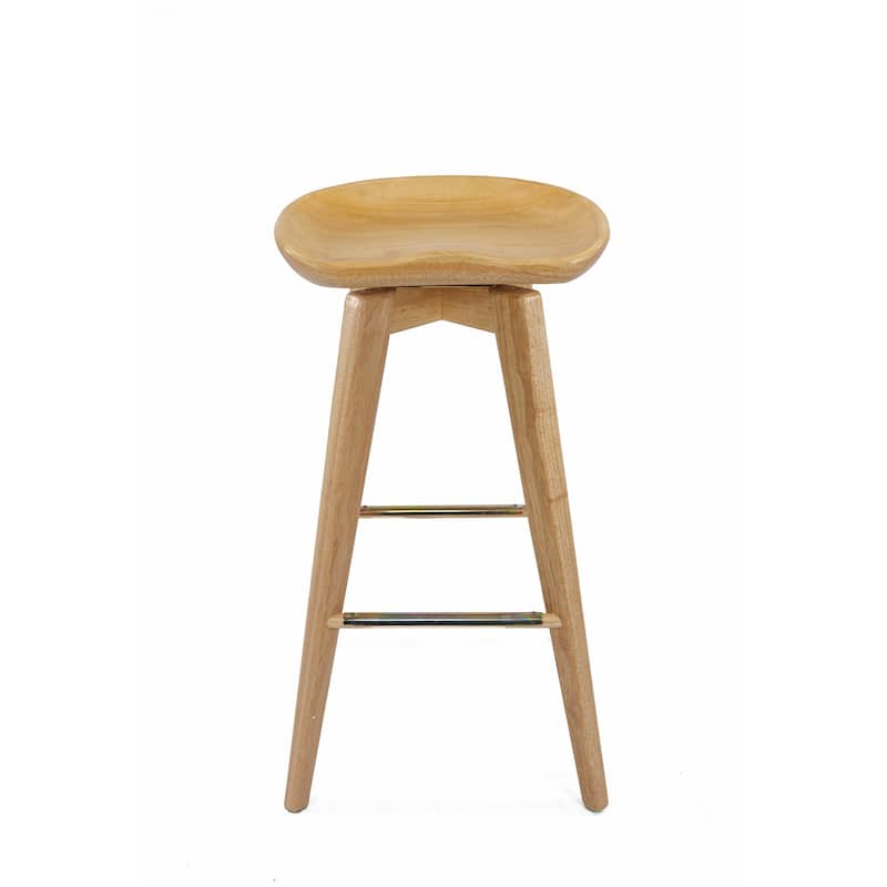 Bali Backless Wood Swivel Indoor Barstool - N/A