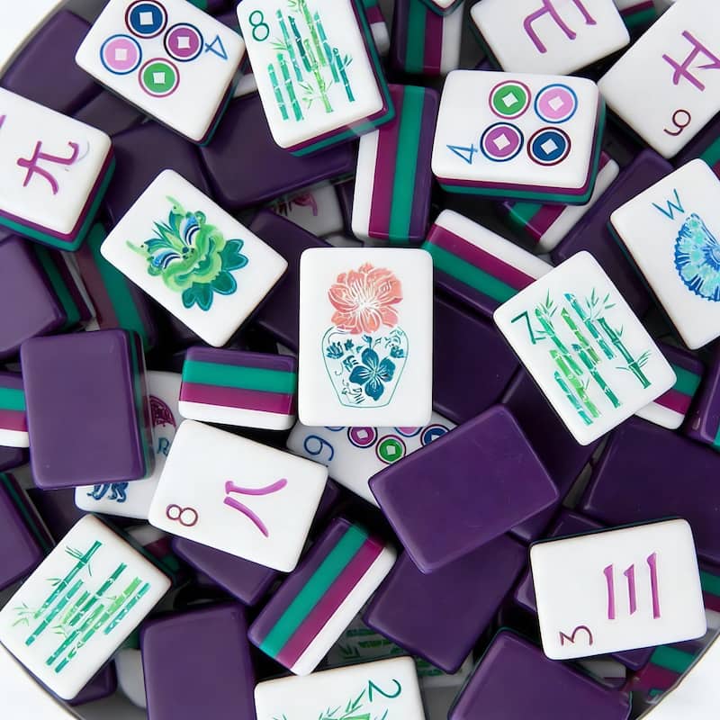 Sweet Jojo Designs American Mahjong Tile Set (160pc) 1.25in. Layered Acrylic with Paisley Travel Bag - Beautiful, Luxury Purple