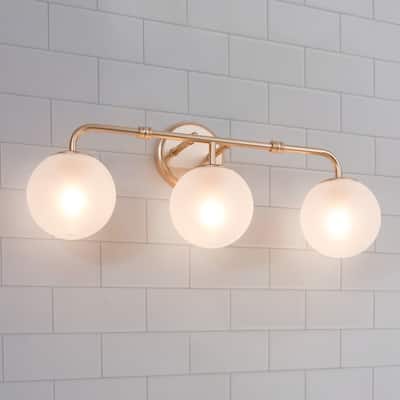 Siya Modern 3/2/1 Frosted Glass Bathroom Vanity Lights Romantic Gold Statement Wall Sconces