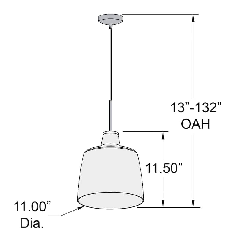 Access Lighting Simplicite - Bell Pendant - Replaceable LED - Black Finish - Clear Wavy Glass - Black/Clear Wavy