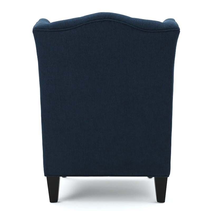 Contemporary Design Upholstered Wingback Chair, Hi-back Club Chair with Wood Legs