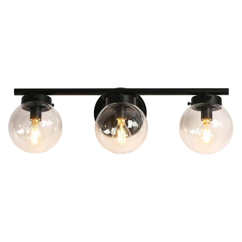 Rella Modern Farmhouse Black Gold Bathroom Vanity Light Orb Glass Dimmable Wall Sconces for Powder Room