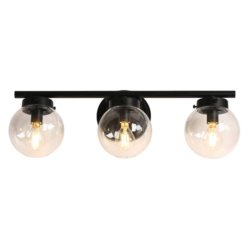 Rella Modern Black Gold Bathroom Vanity Light Orb Glass Dimmable Wall Sconces for Powder Room