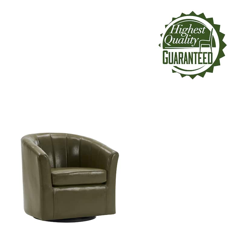 Porthos Home Manon Swivel Faux Leather Barrel Accent Chair with Removable Seat Cushion