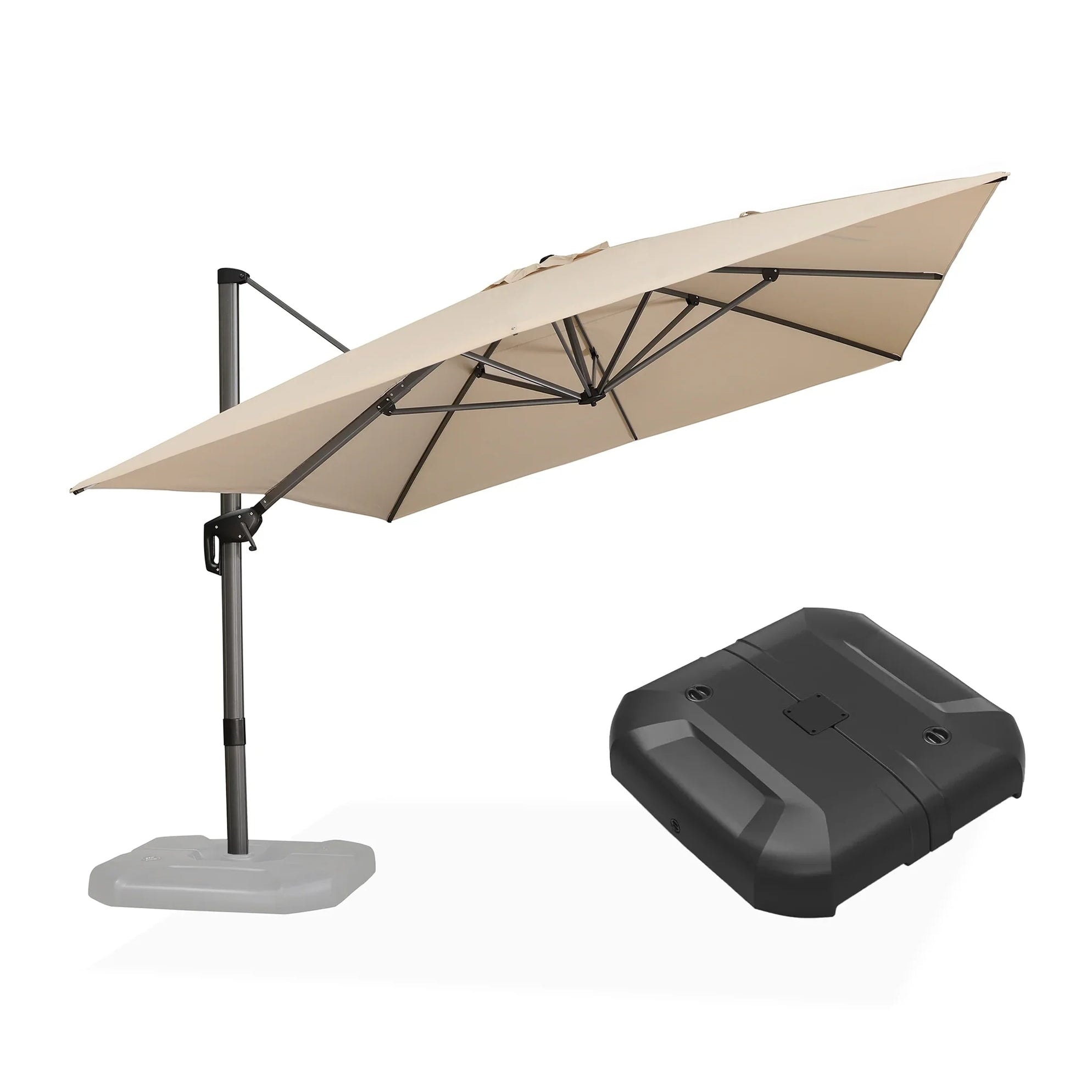 high end patio umbrella base Outsunny Round Base, 26 lbs Resin Umbrella Stand Base, Heavy Duty Patio Umbrella Holder for 1.3