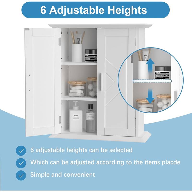 VECELO Bathroom Storage Cabinet Wall Mounted with Doors, Floor Storage Unit with 2 Adjustable Shelves Bathroom Cabinet