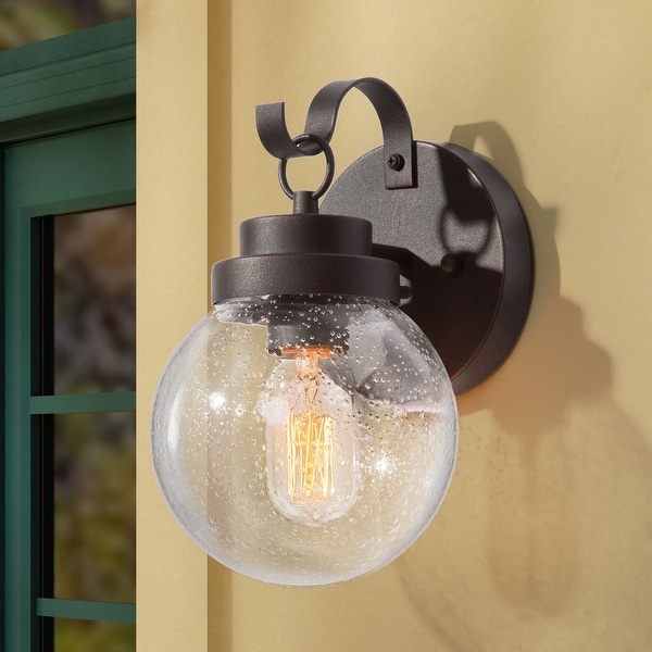 Modern 1-light Glass Globe Outdoor Wall Sconce Sand Rust Wall Light - L 6"x W 6.5"x H10". Opens flyout.