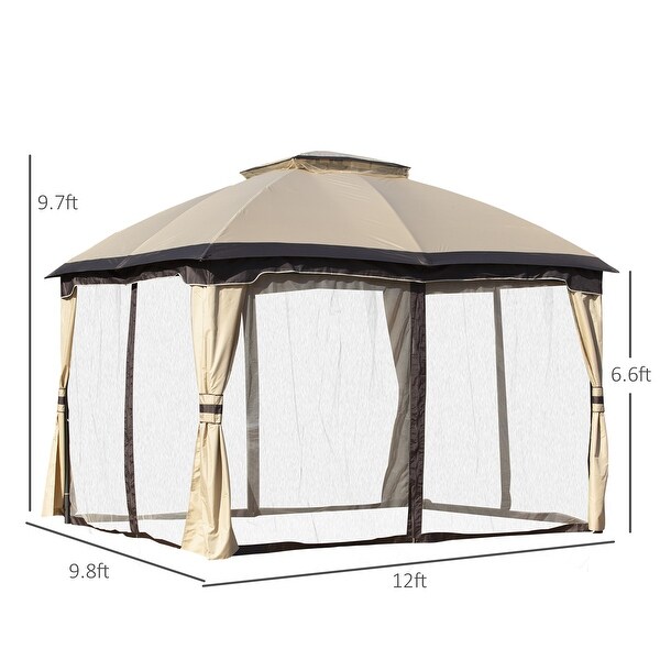 Outsunny 12' x 10' 2-Level Outdoor Gazebo Tent with Zippered