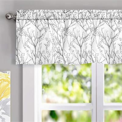 DriftAway Tree Branch Abstract Ink Printing Lined Thermal Insulated Window Curtain Valance Rod Pocket Single 52 x 14