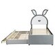 preview thumbnail 4 of 32, Velvet Twin Platform Bed with Trundle and Storage Drawers, Rabbit-Shaped Headboard