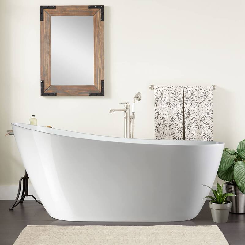 Vanity Art 55" X 28" White Acrylic Freestanding Bathtub