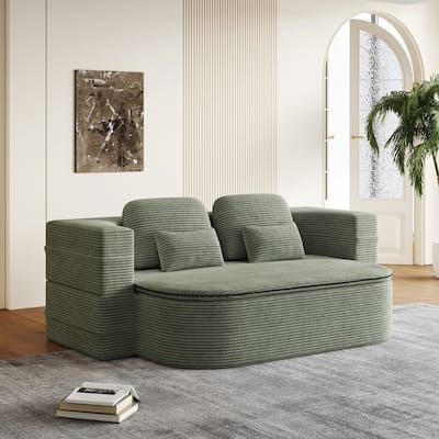 Folding Mattress Sofa with Fixed Shape Frame Convertible Sleeper Foam Sofa Bed with Blanket