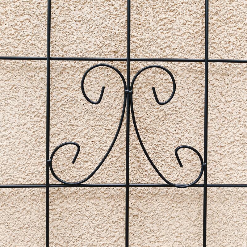 Anmytek Decorative Metal Garden Trellis Set of 2 with Arch Top Daisy Motifs Green Weather Resistant Climbing Plant Support